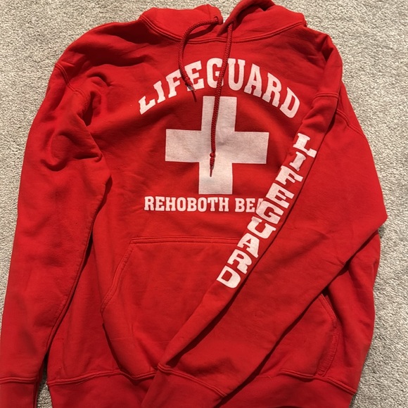 Lifeguard Graphic Sweatshirt Hoodie in Red - Picture 5 of 5